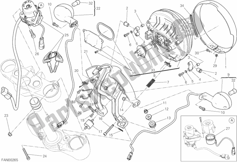 Todas as partes de Farol do Ducati Scrambler Flat Track Thailand 803 2016